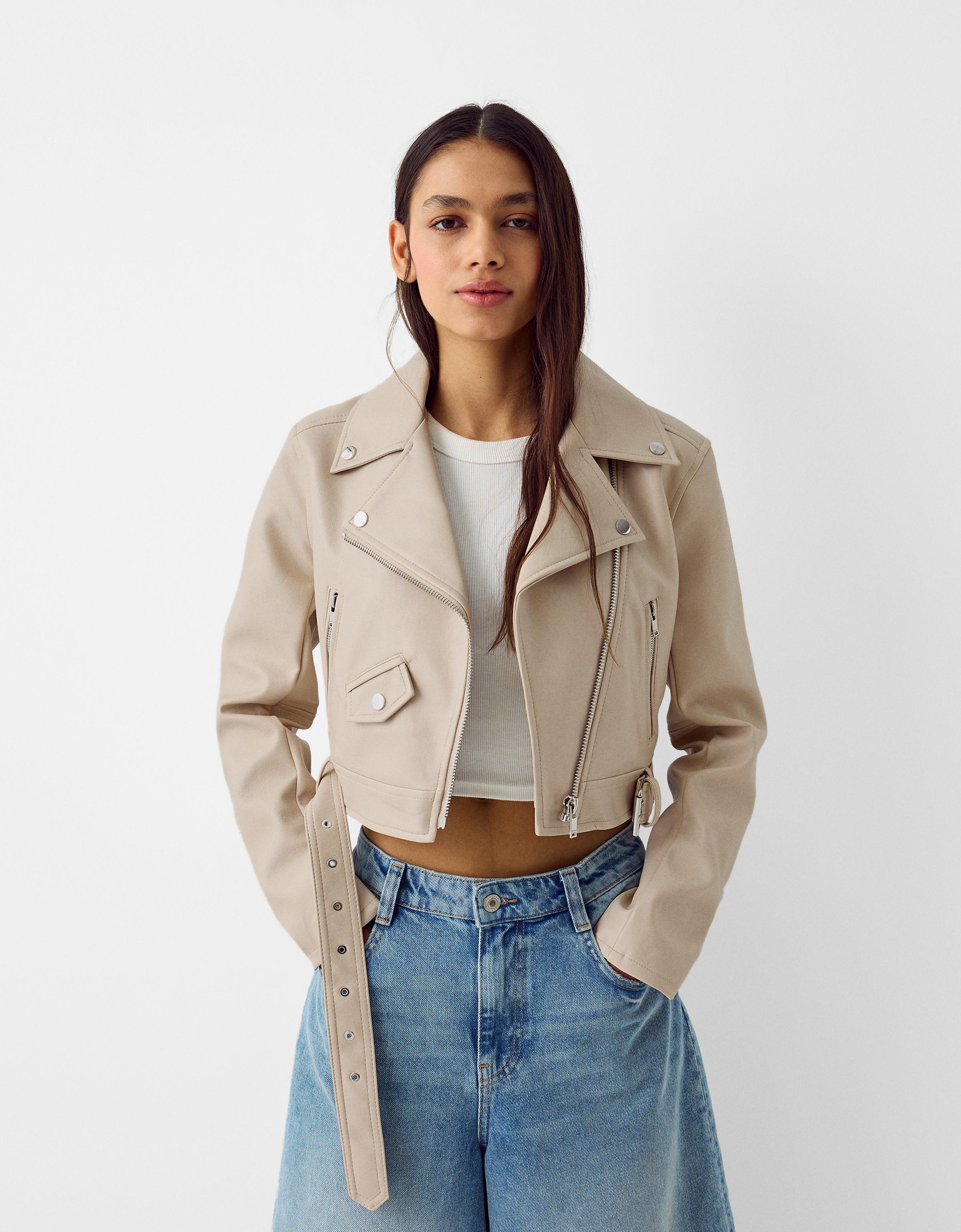 Bershka jacke mit gürtel Clearance